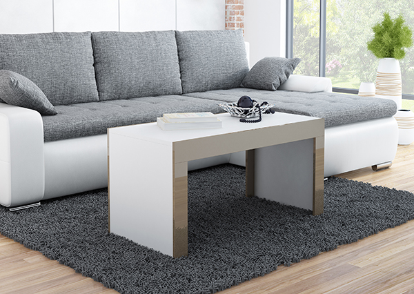 ריהוט לסלון שולחן לבן מבריק עם חזית בצבע מוקה TESS 120