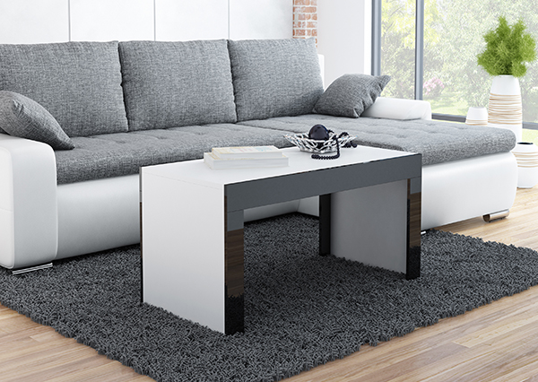 שולחן סלוני אוניברסלי בצבע לבן עם מסגרת שחורה TESS 120