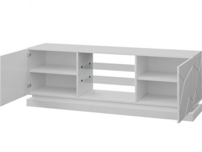 שידת טלוויזיה לבנה גבוה עם חיפוי דקורטיבי RTV QIU 160