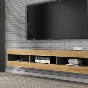 מעמד מזנון מדף טלוויזיה מצף בצבע עץ MANTA 160