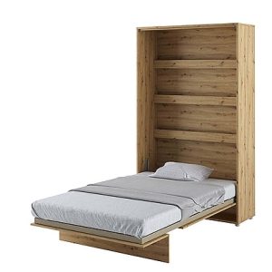 מיטת זוגית בצבע עץ עם מדפים מתפקלת לארון קיר BED CONCEPT 140