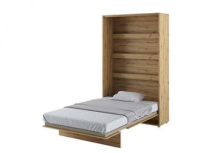 מיטת זוגית בצבע עץ עם מדפים מתפקלת לארון קיר BED CONCEPT 140