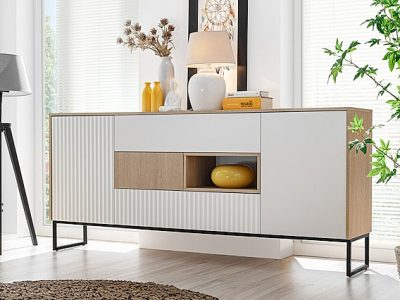 קומודה לסלון או חדר שינה דלתות עם חריטה אנכיתZOE F01
