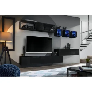 יחידת קיר Switch Met III עם מדף במסגרת מתכת - ריהוט לסלון