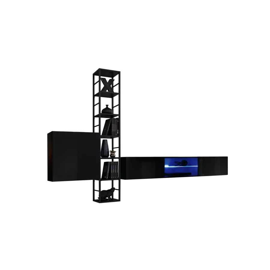 יחידת קיר Switch Met VI עם מדף מסגרת מתכת - ריהוט לסלון - תמונה 2