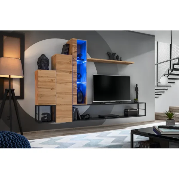 יחידת קיר Switch Met VIII עם מדף במסגרת מתכת - ריהוט לסלון יחידת קיר Switch Met VIII עם מדף במסגרת מתכת - ריהוט לסלון