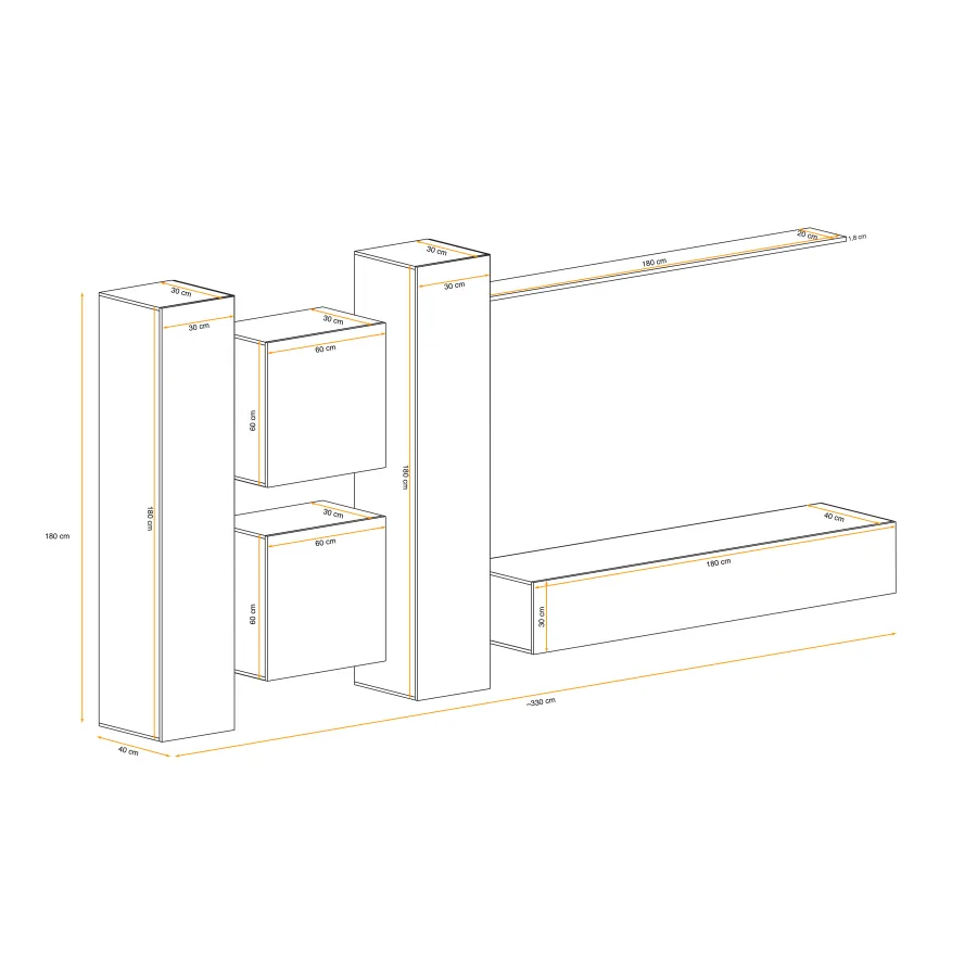 יחידת קיר Switch VI – דגם WTS SW 6 – ריהוט לסלון – תמונה 3