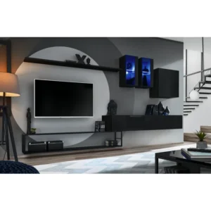 יחידת קיר לסלון Switch Met I עם מדף במסגרת מתכת - ריהוט לסלון
