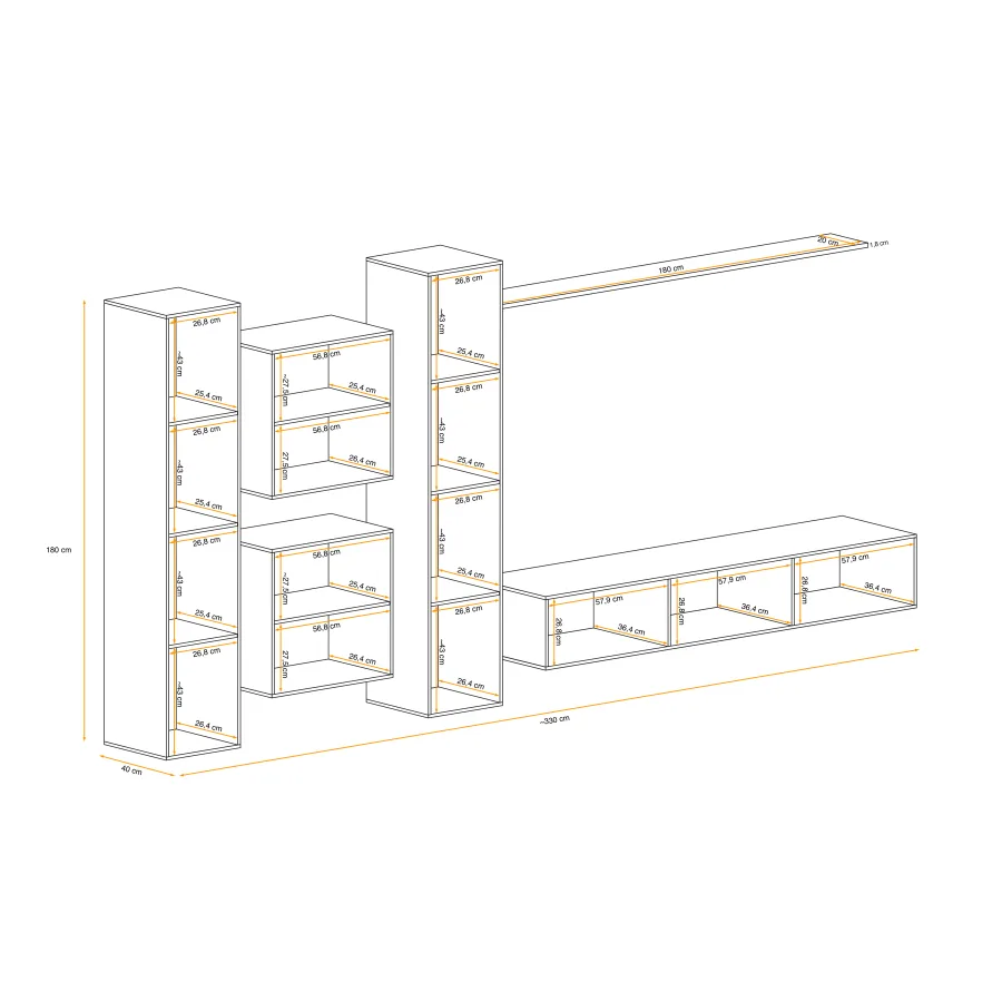 יחידת קיר לסלון Switch VI – דגם WTW SW 6 - ריהוט לסלון - תמונה 2