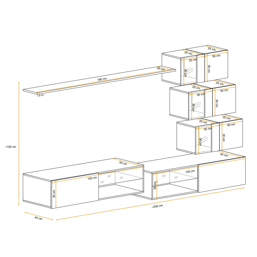 יחידת קיר לסלון Switch XXIV – דגם WTW SW 24 – ריהוט לסלון – תמונה 4