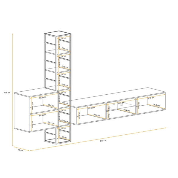 מזנון קיר Switch Met VI עם מדף ממסגרת מתכת – דגם WTS SW M6 - מזנונים - תמונה 3