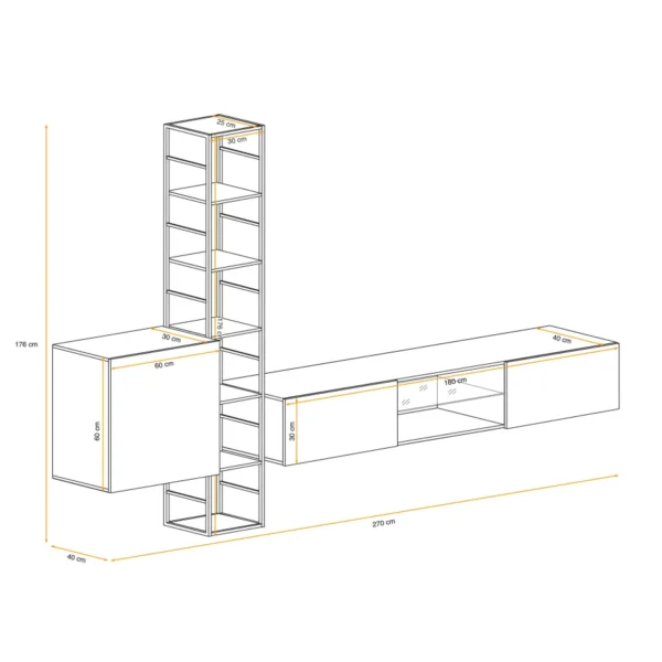 מזנון קיר Switch Met VI עם מדף ממסגרת מתכת – דגם WTS SW M6 - מזנונים - תמונה 4