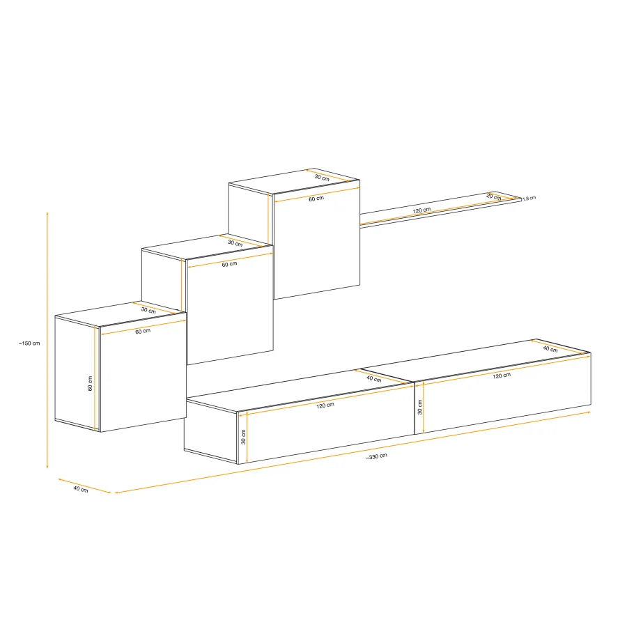 מערכת ארונות קיר Switch X – ריהוט לסלון – תמונה 6